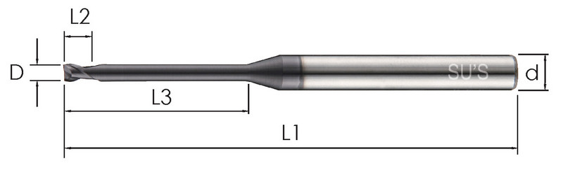 Micro Grain Carbide Long-Neck Short-Flute End Mills-2 Flutes - TAIWAN SU'S-WE4251