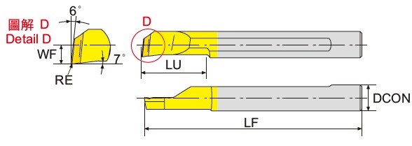 turning tiny carbide boring bar GT_R GT_R Dimensional floor plan