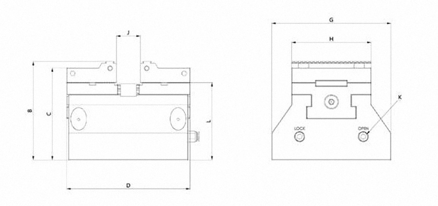 5-AXIS AIR VISE PSC-100 Sectional view Specification