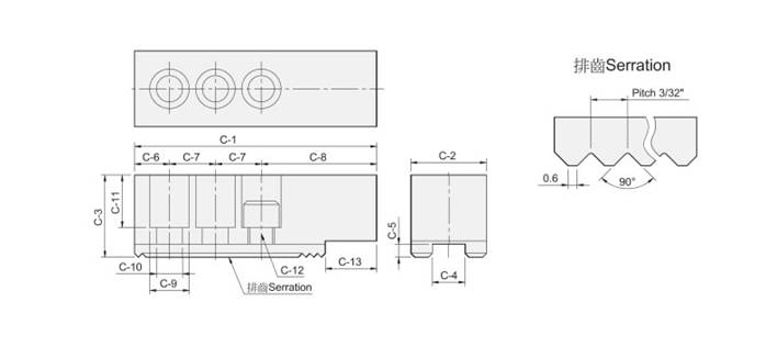 Soft jaw for pneumatic power chuck SIZE