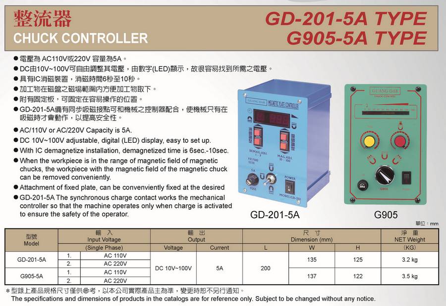 整流器GD-201-5A / G905 Chuck Controller
